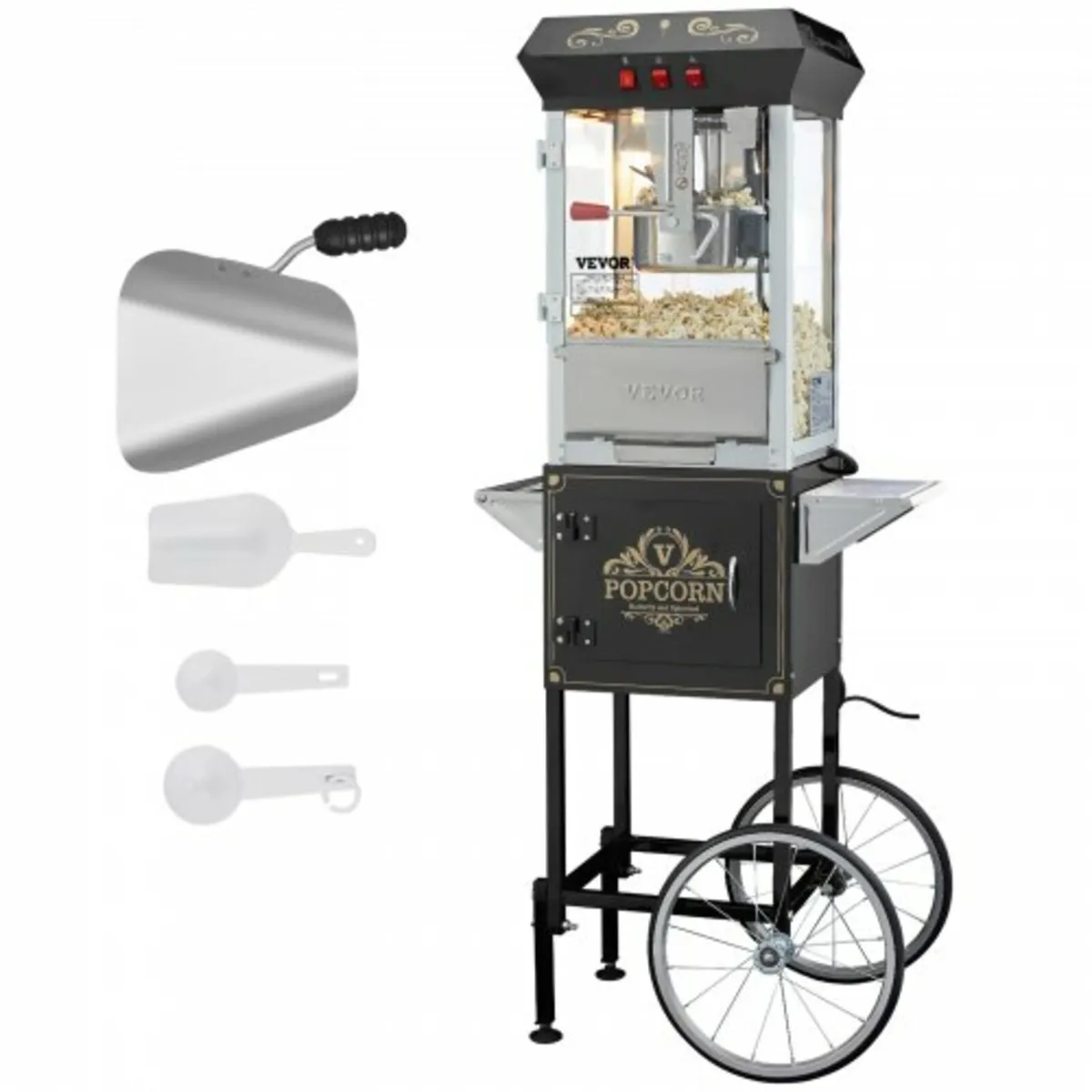 Popcorn Maker with Cart, 850W Popcorn Popper Machi - Image 1