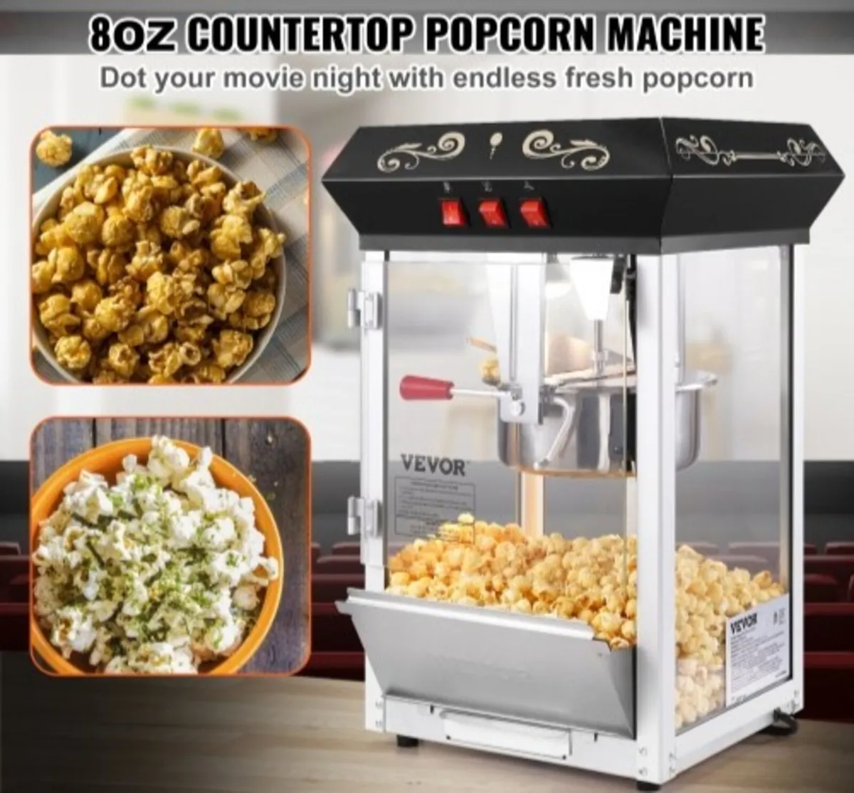Popcorn Maker, 850W Popcorn Popper Machine, 8 Oz K - Image 2