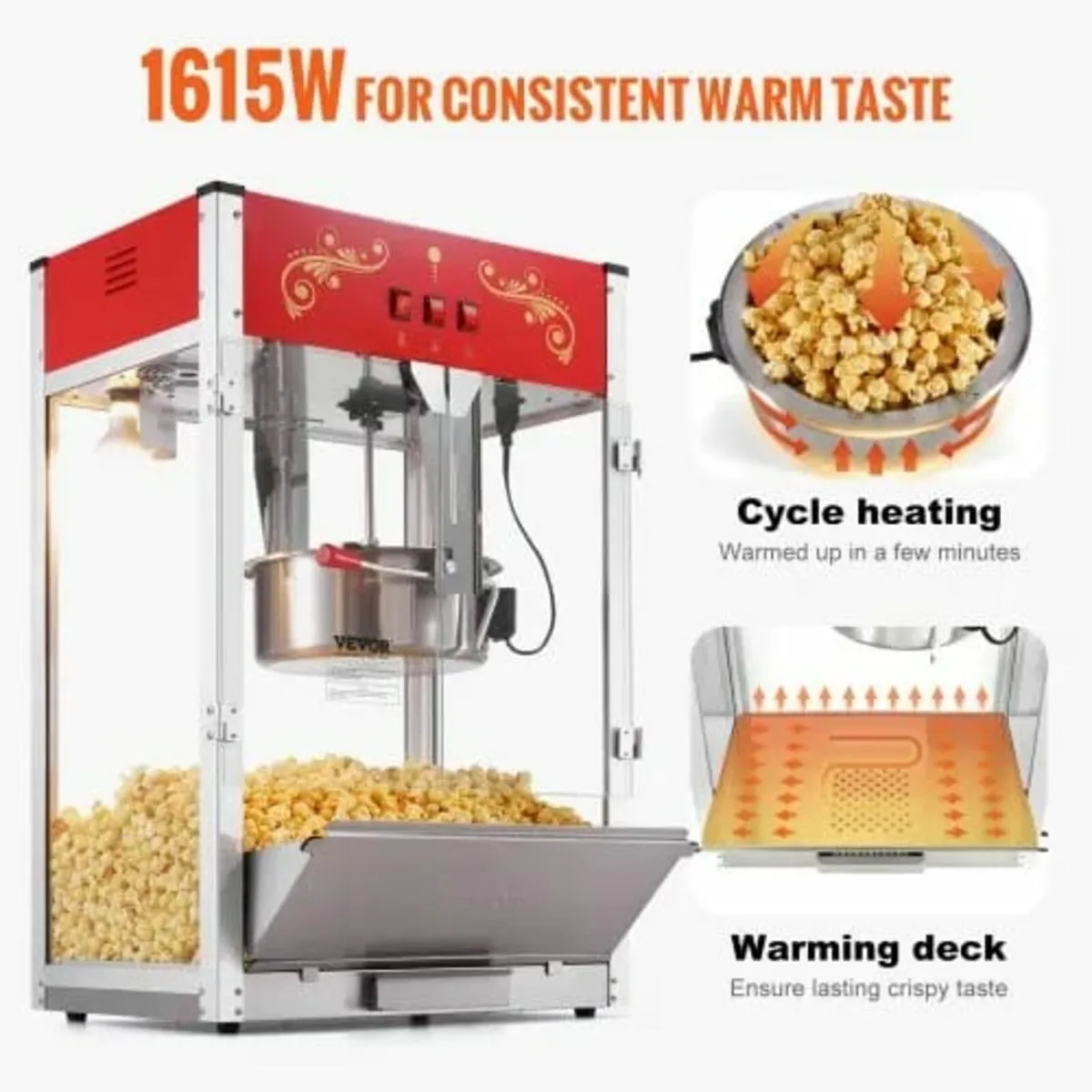 Popcorn Maker, 1615W Popcorn Popper Machine, 16 Oz - Image 4