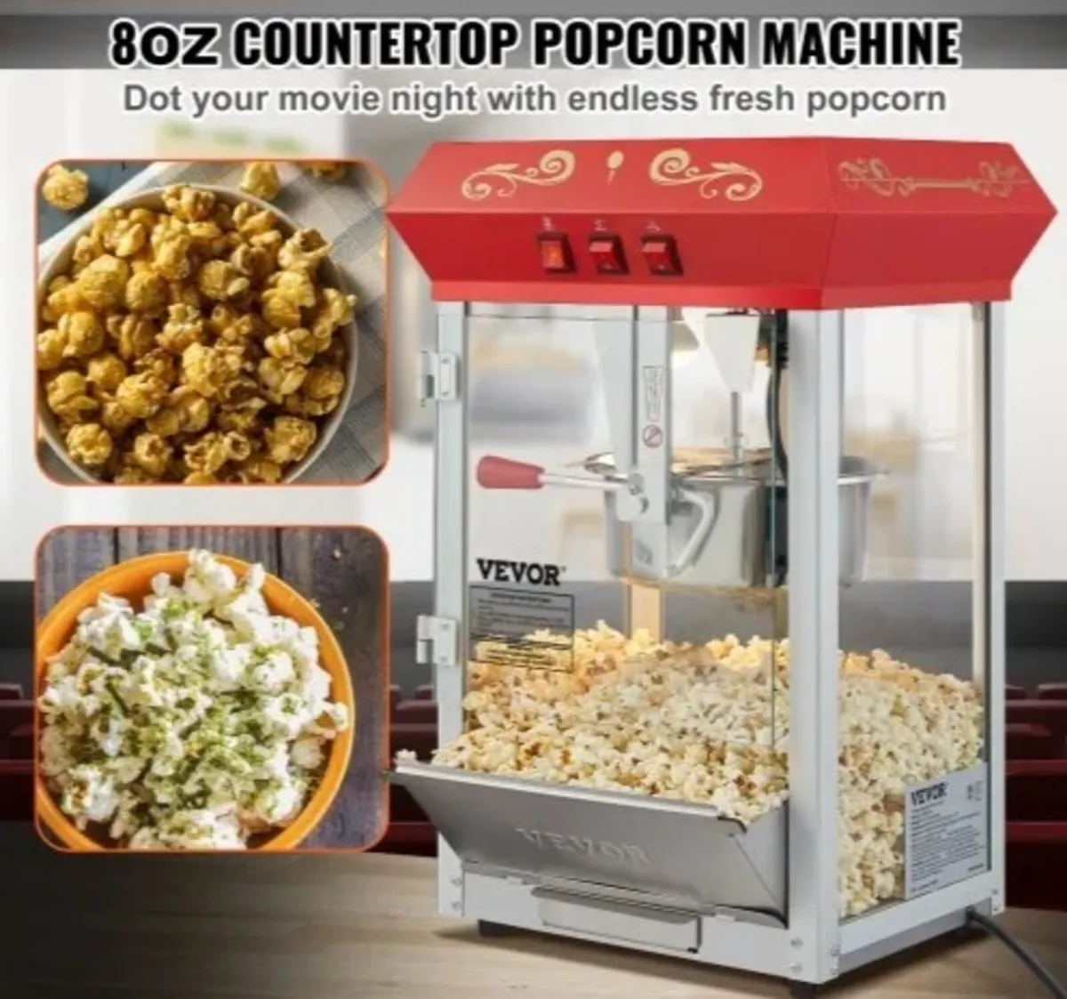 Popcorn Maker, 850W Popcorn Popper Machine, 8 Oz K - Image 2