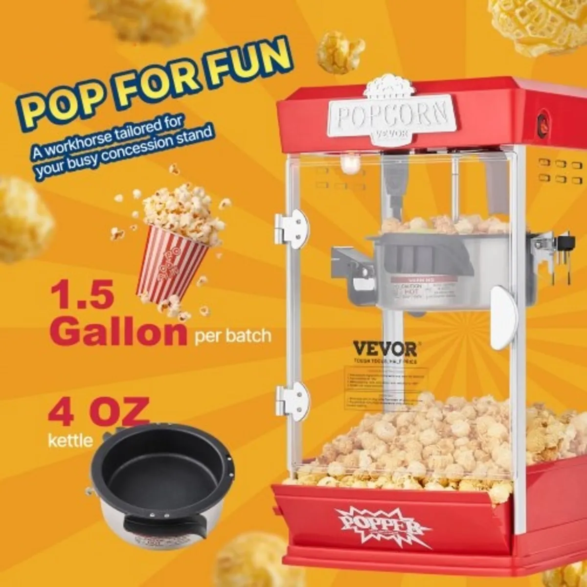 Popcorn Maker, 480W Popcorn Popper Machine, 4 Oz K - Image 2