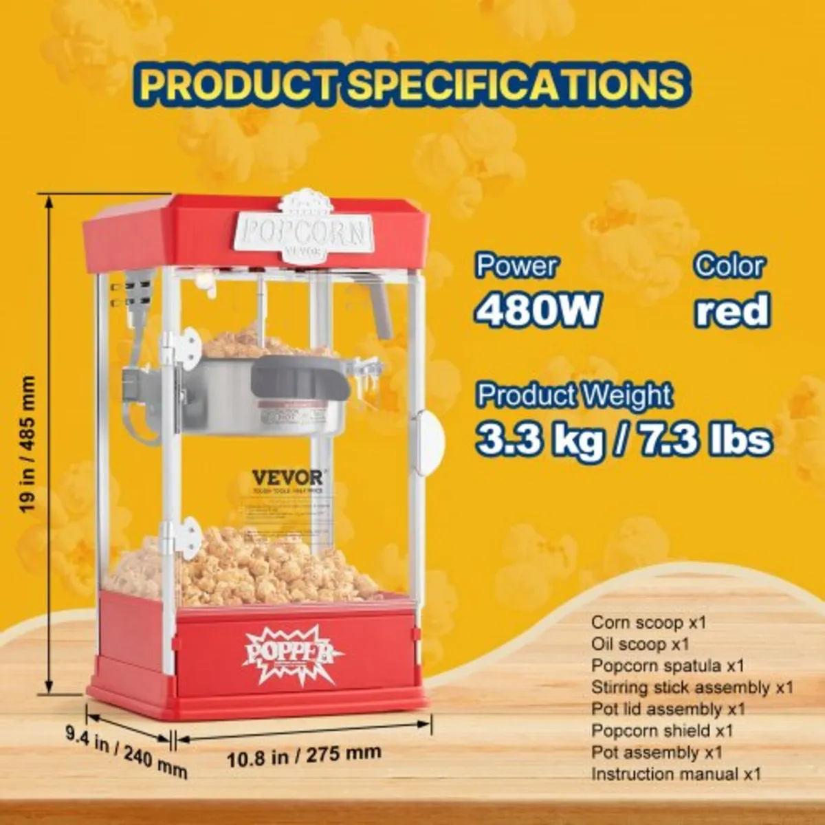 Popcorn Maker, 480W Popcorn Popper Machine, 4 Oz K - Image 4
