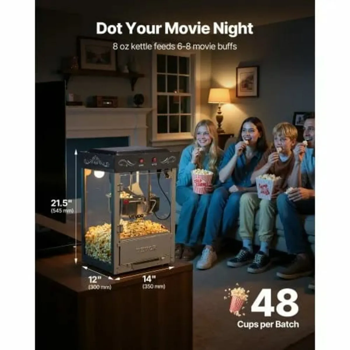 Popcorn Machine, 0.2kg Stainless Steel Kettle, 800 - Image 2