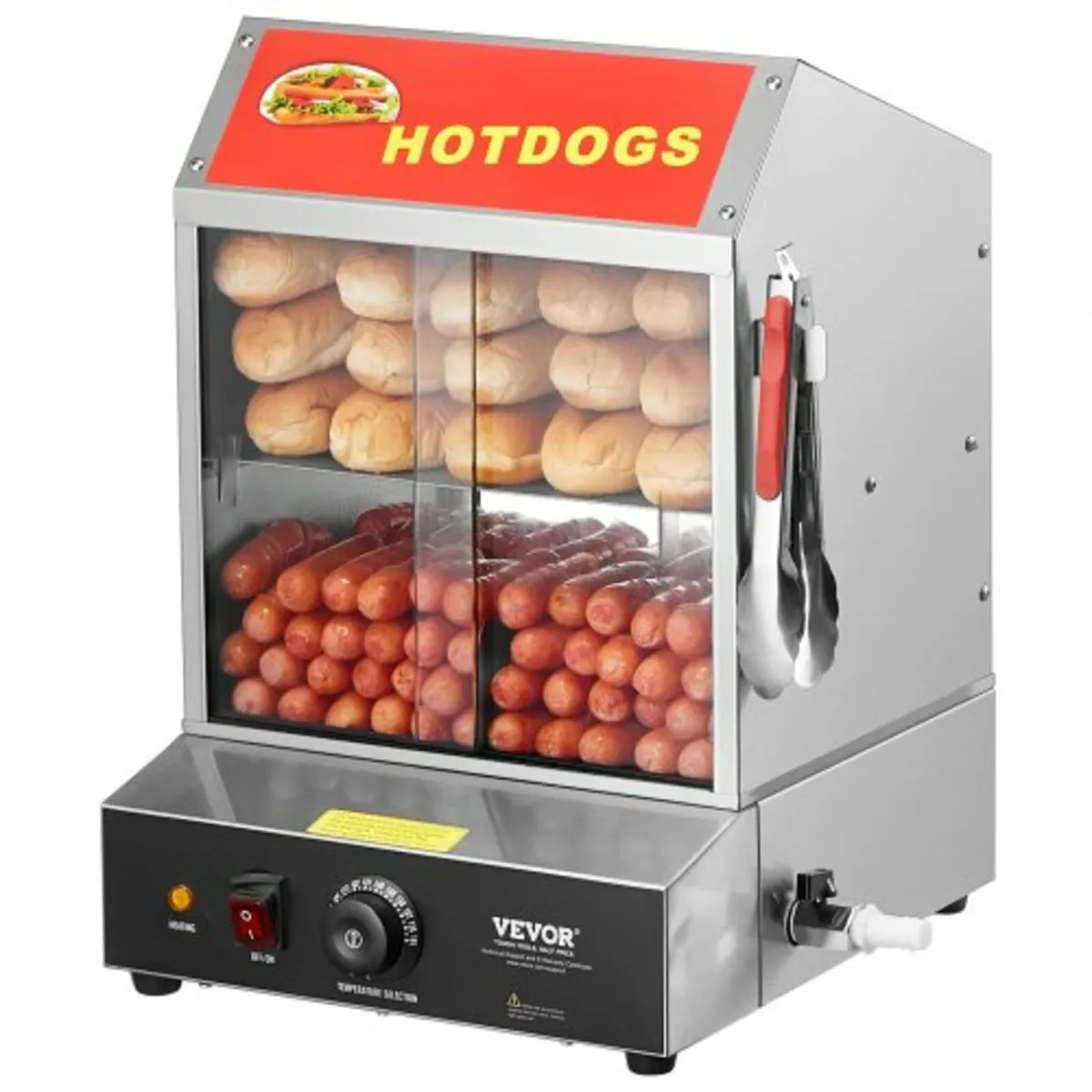 Hot Dog Steamer, 27L, 2-Tier Hot Dog Hut Steamer, - Image 1