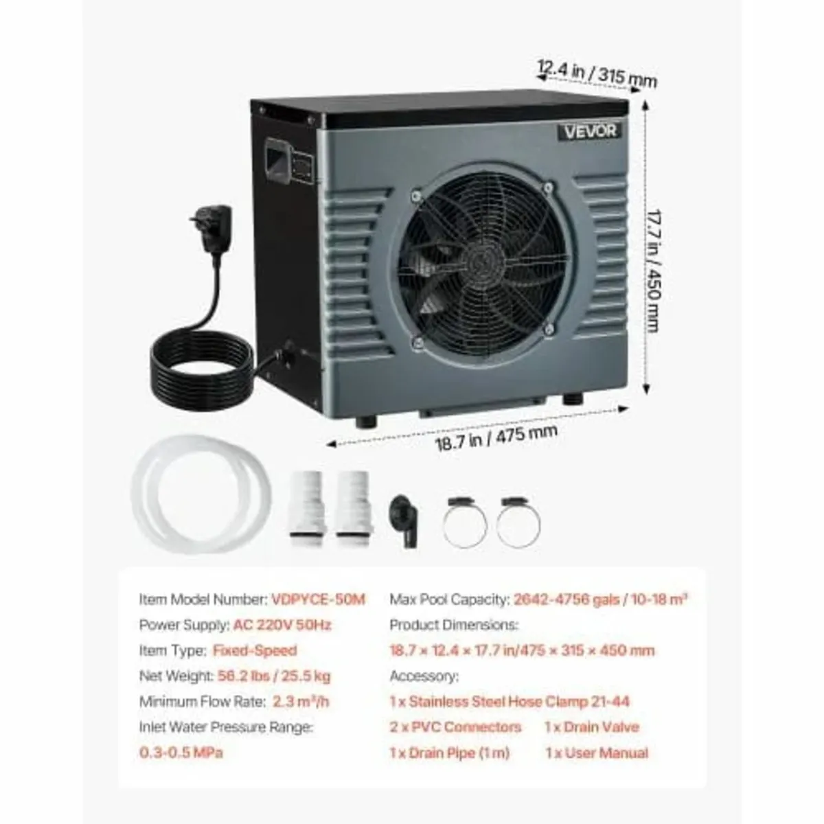 4920 W Pool Heat Pump, Electric Pool Heater for Ab - Image 4