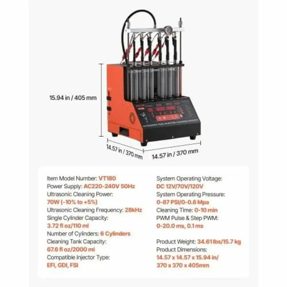 Fuel Injector Cleaner Tester, 9 Test Modes, 6-Cyli - Image 3
