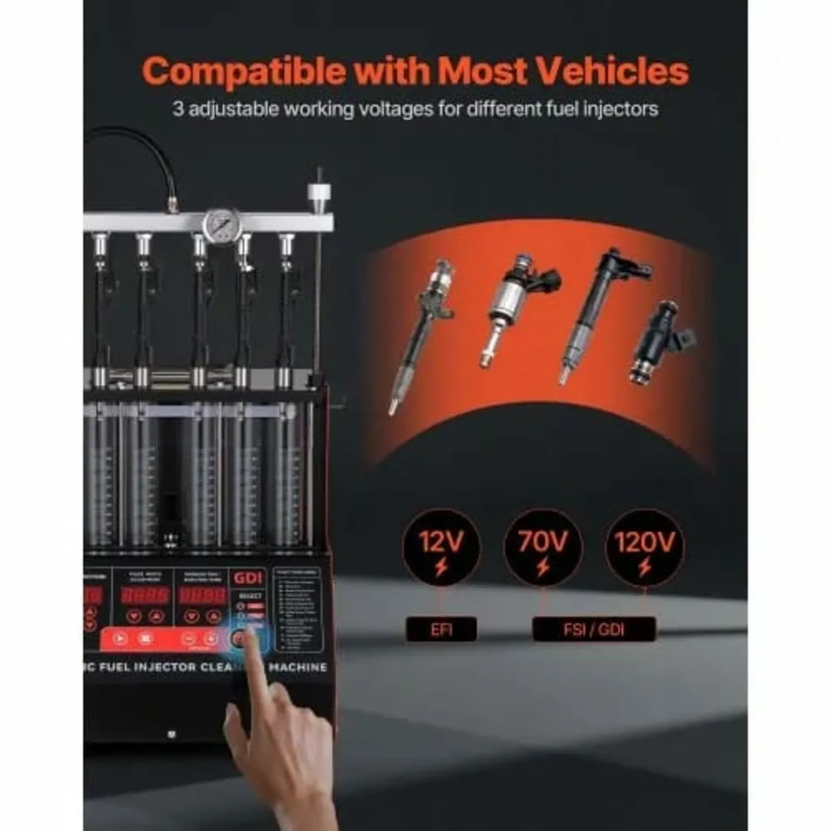 Fuel Injector Cleaner Tester, 9 Test Modes, 6-Cyli - Image 4