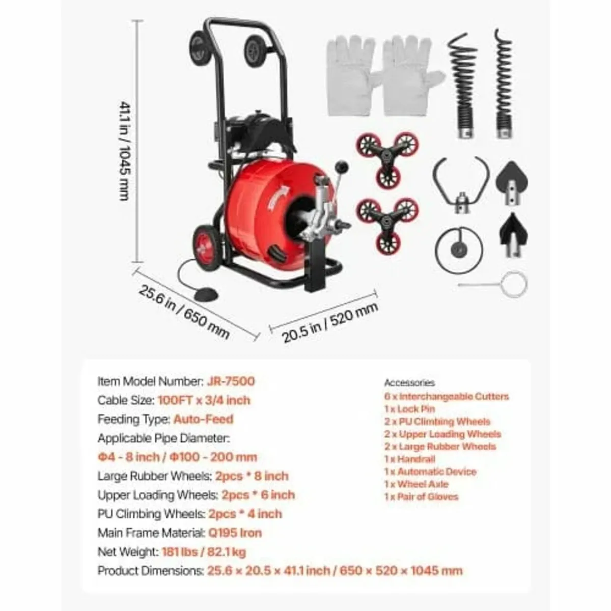 Drain Cleaner Machine 30m x 19mm, Auto Feed Sewer - Image 3