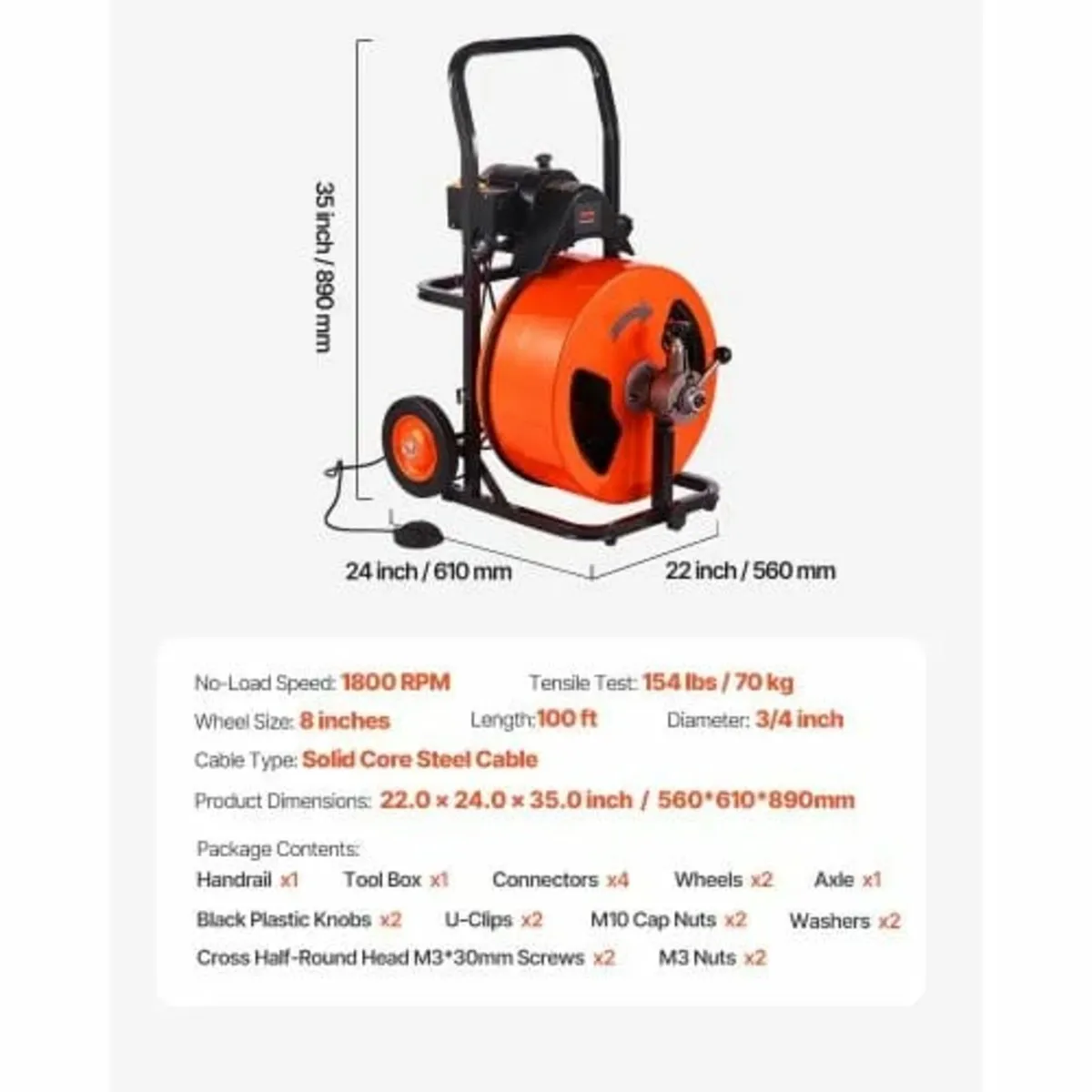 Drain Cleaner Machine Electric Drain Auger 30.5m x - Image 4