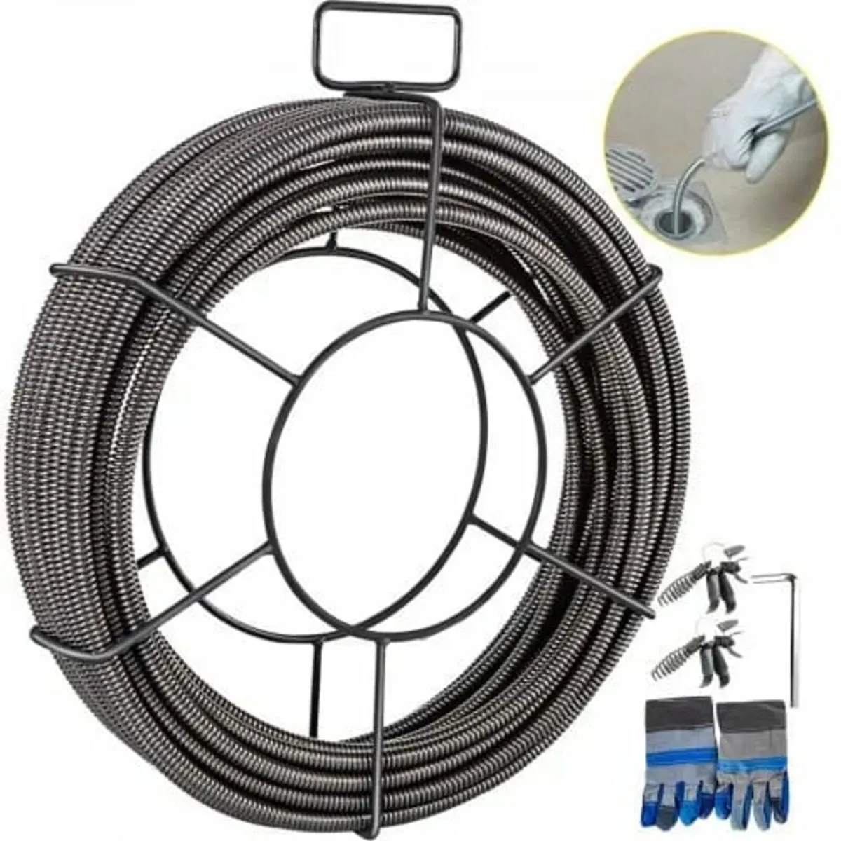 Drain Cleaning Cable 1524 cm x 1.0 cm Solid Core C - Image 1