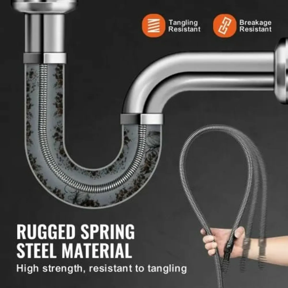 Drain Cleaning Cable 100 FT x 3/4 Inch, Solid Core - Image 2