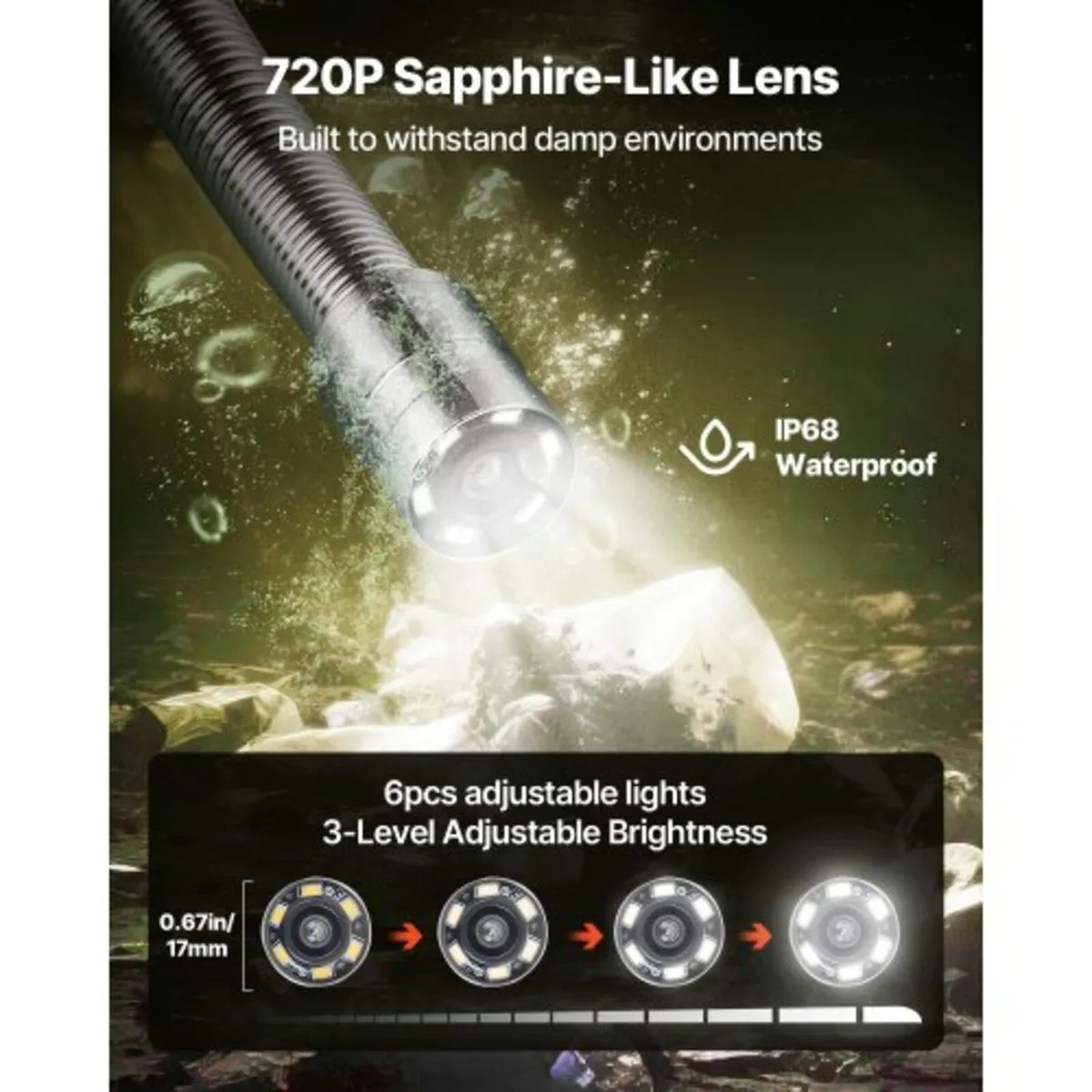 Sewer Camera, 50m Drain Inspection Camera, IP68 Wa - Image 3