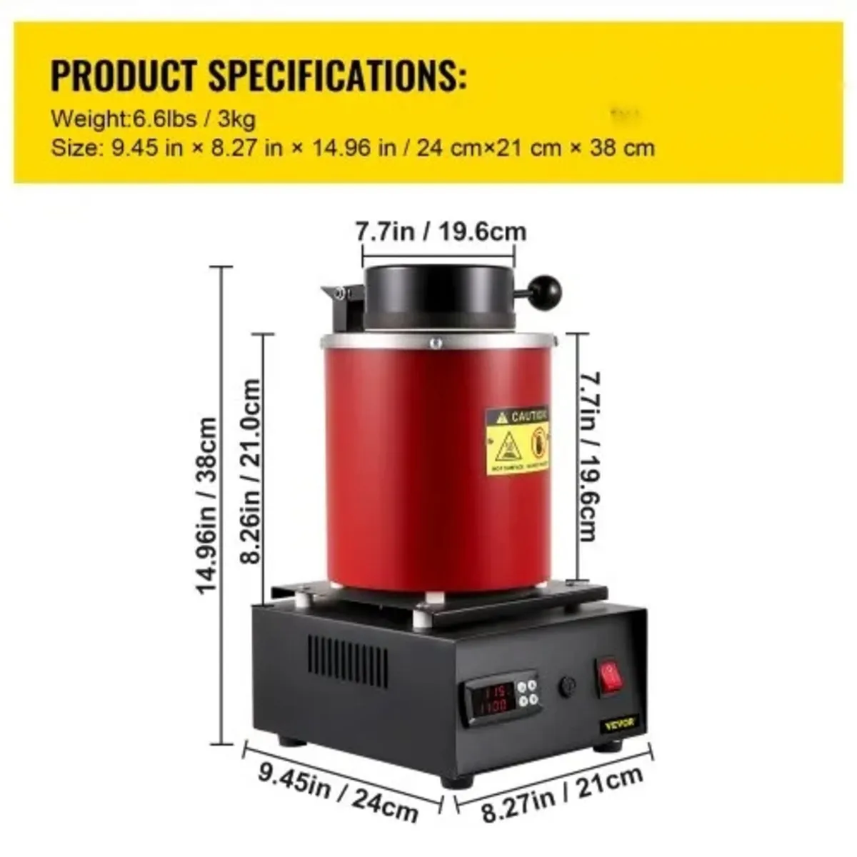 Gold Melting Furnace, 1350W, 1150 ℃ Max Temperatur - Image 3