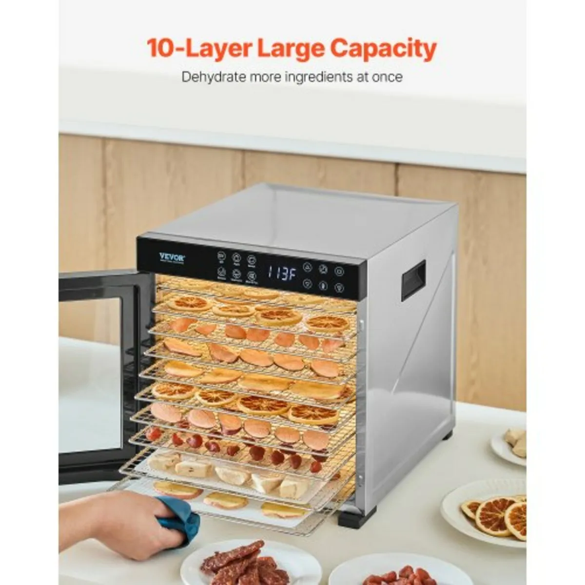 Food Dehydrator Machine, 10 Stainless Steel Trays, - Image 1