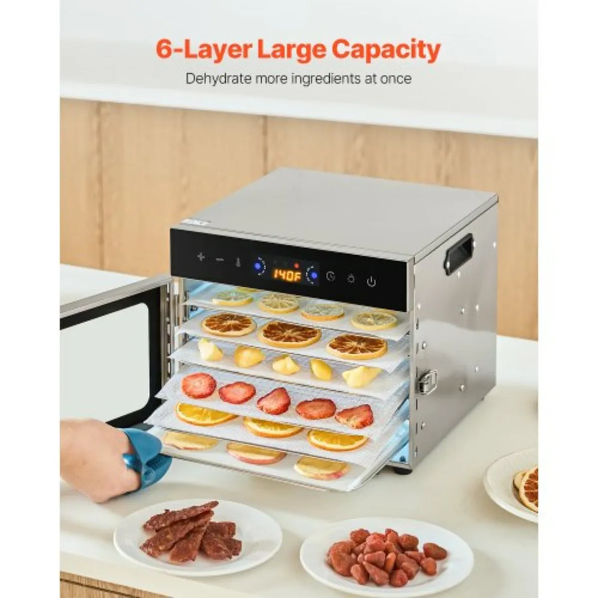 Food Dehydrator Machine, 6 Stainless Steel Trays, - Image 3