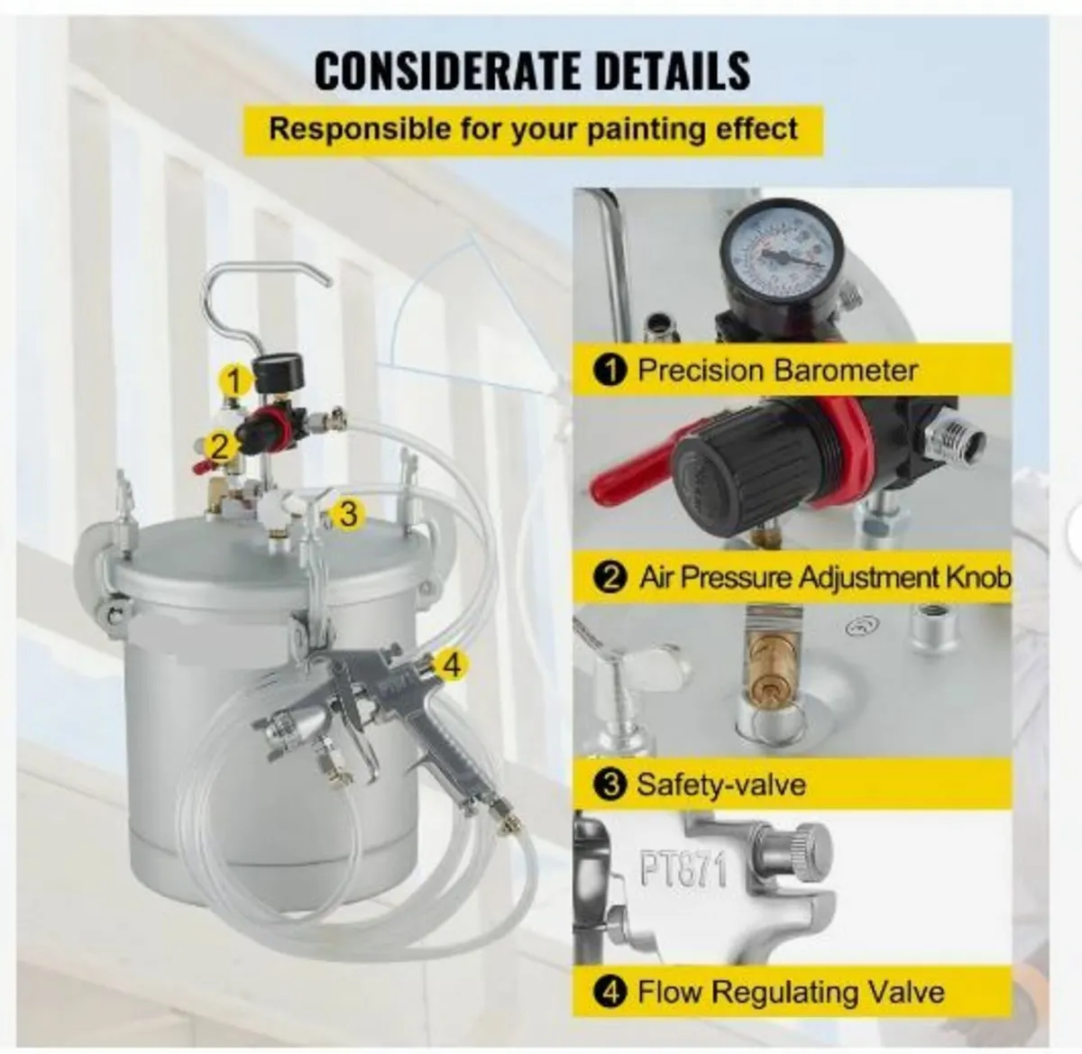 Commercial Paint Pressure Tank 2.5 Gallons - Image 2