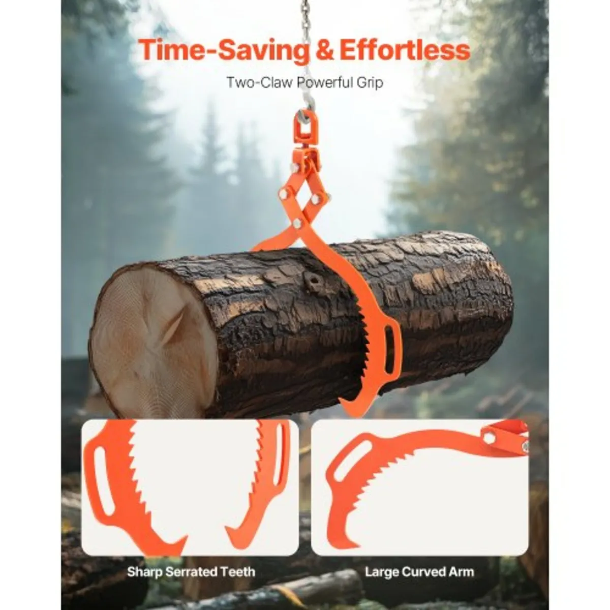 28in Log Lifting Tongs, 2-Claw Log Tongs, Heavy Du - Image 2