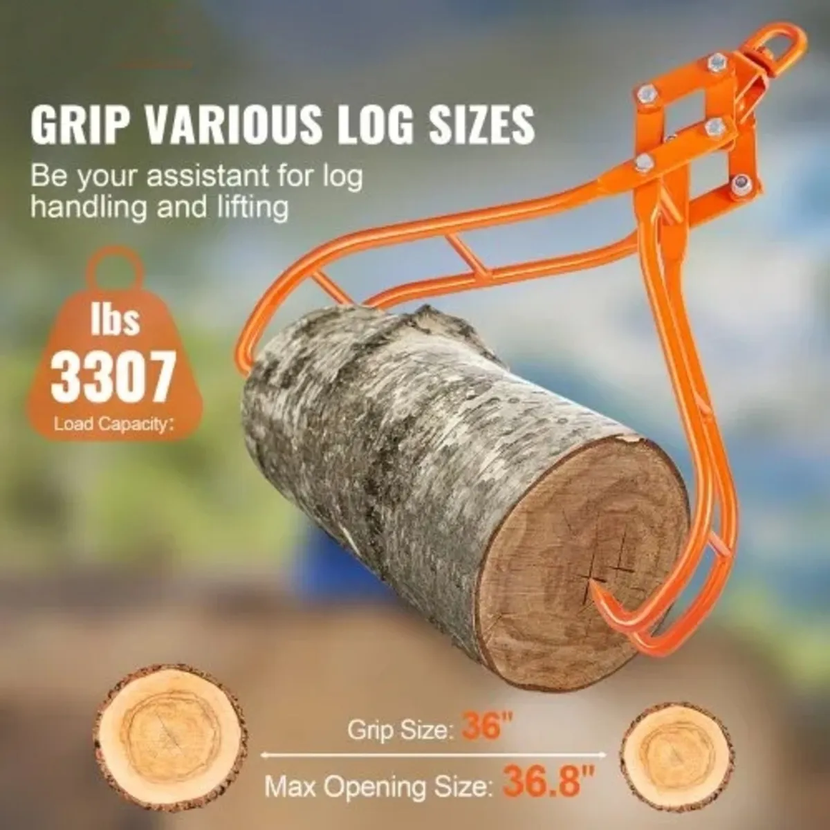 Timber Claw Hook, 36 inch 4 Claw Log Grapple for L - Image 2