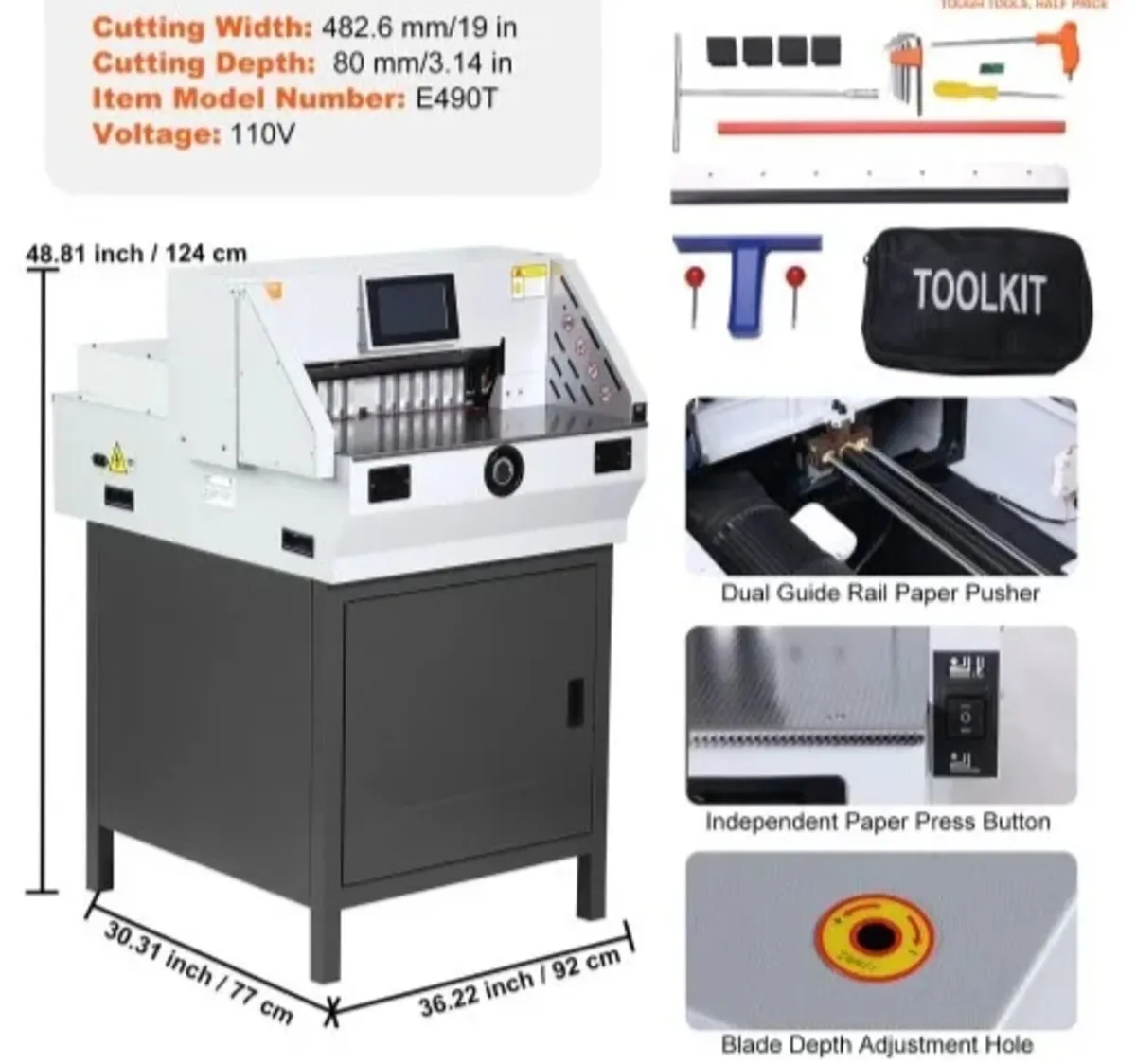 Electric Paper Cutter 482.6 mm Cutting Width 80 mm - Image 4