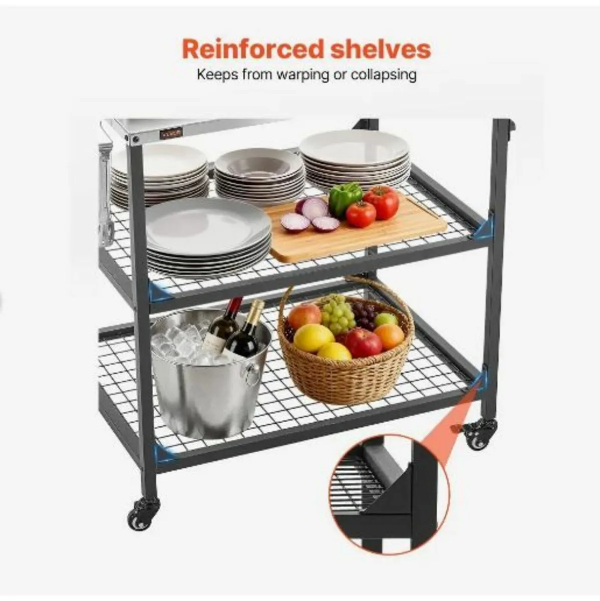 Outdoor Grill Cart, 800 x 610mm Stainless Steel - Image 2