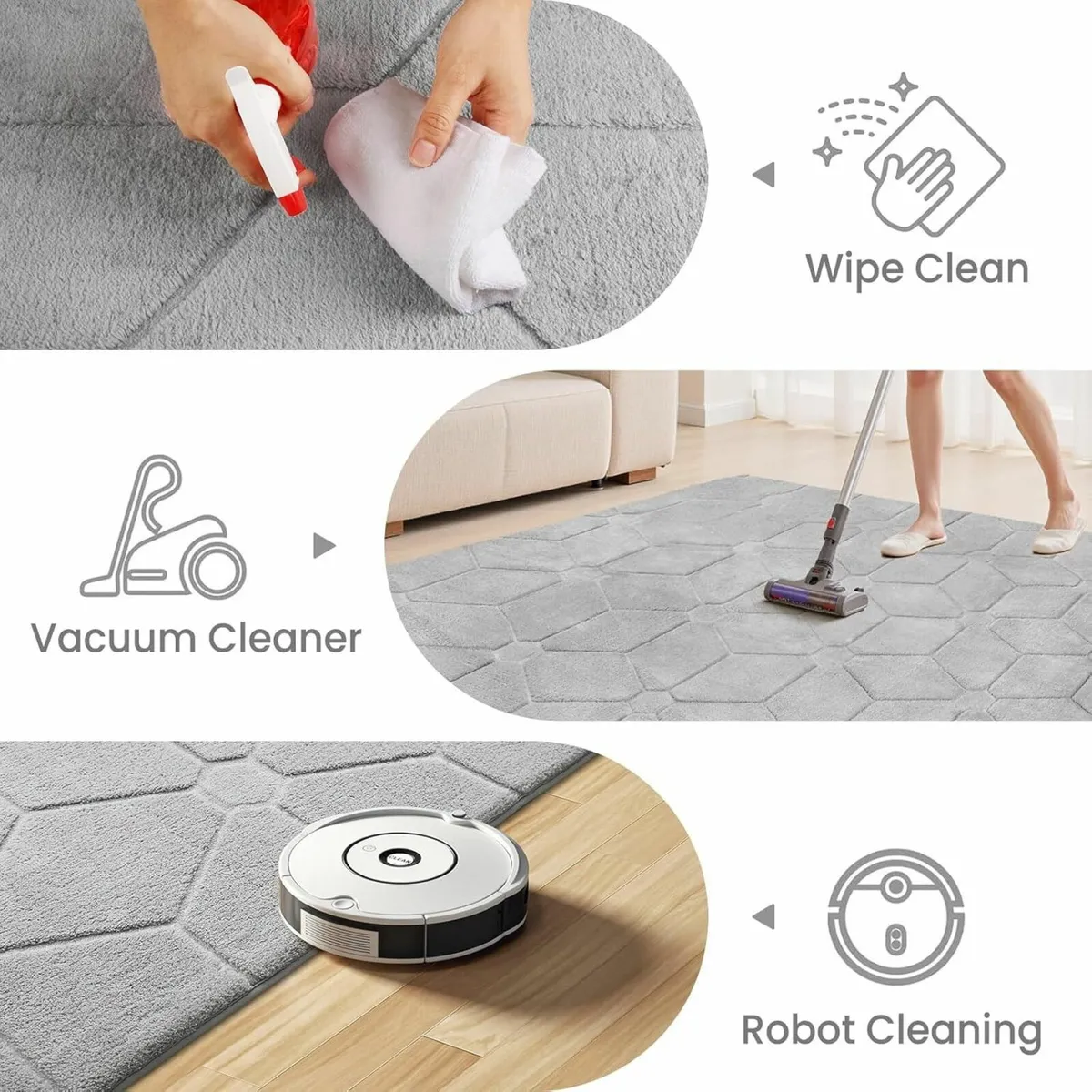 Rugs Living Room 200x300 3D Grey Area for Bedroom - Image 3