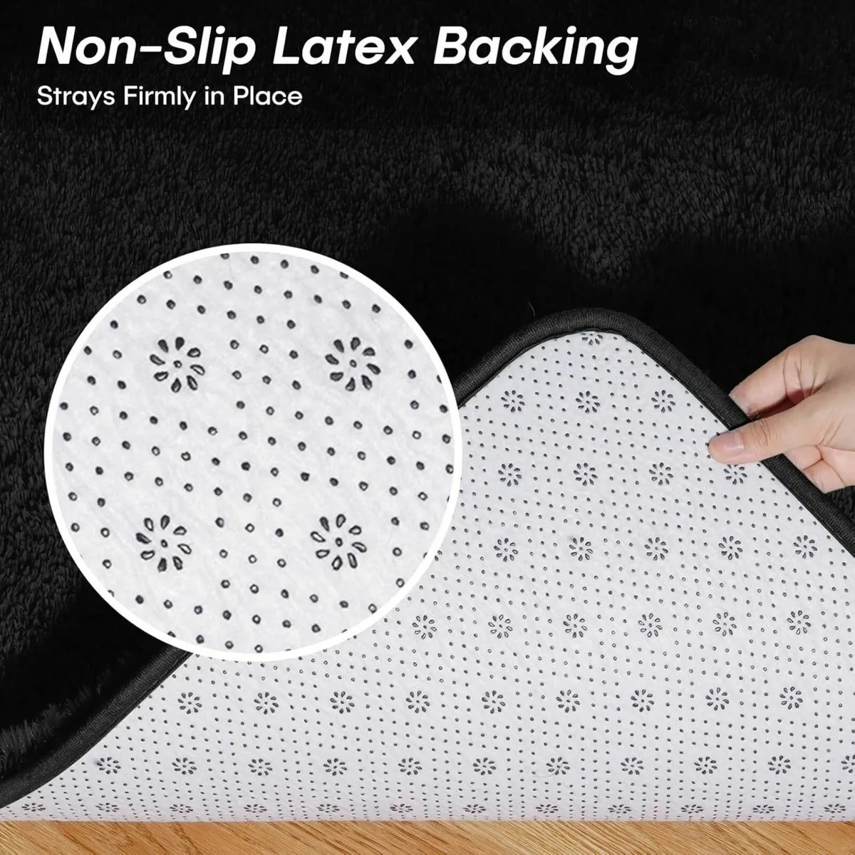 180x270cm Black Shaggy Rug – Soft Fluffy Area for - Image 3