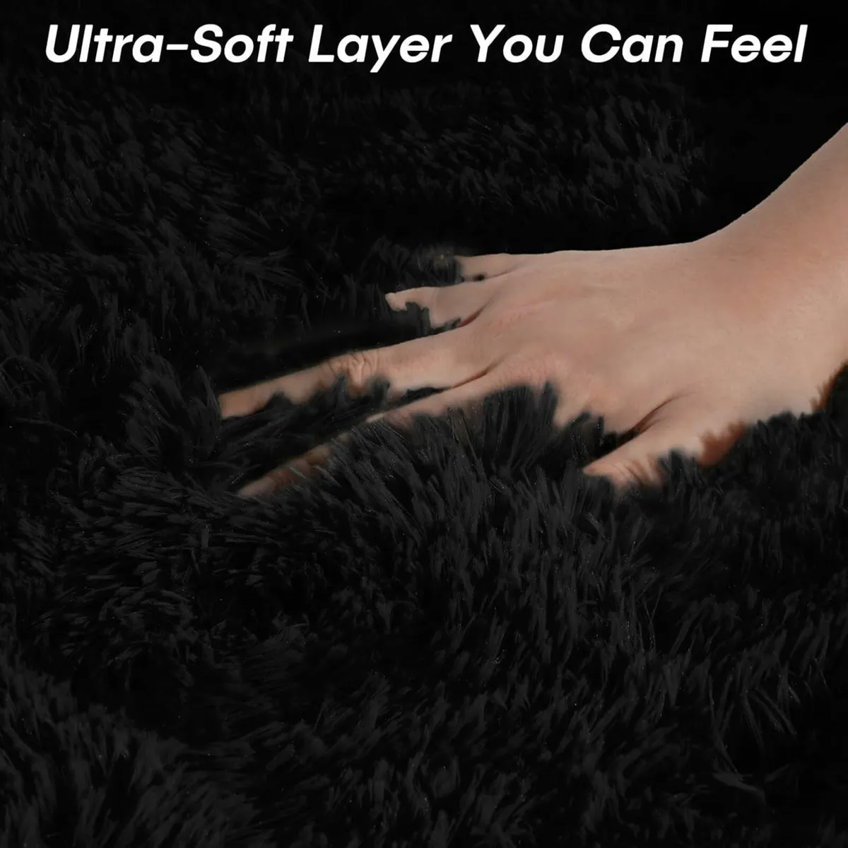 180x270cm Black Shaggy Rug – Soft Fluffy Area for - Image 4