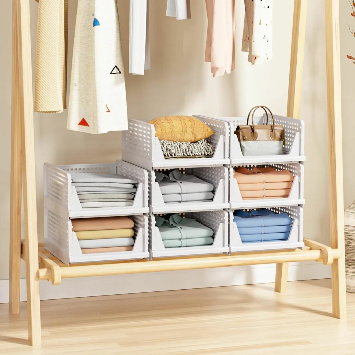 Foldable Closet Organizer - 8 Pack Stackable - Image 4