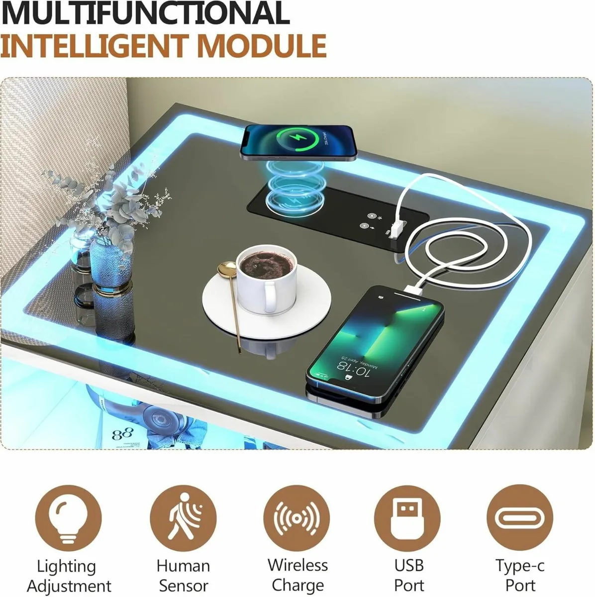 Smart Bedside Table - with Charging Station 3 - Image 3