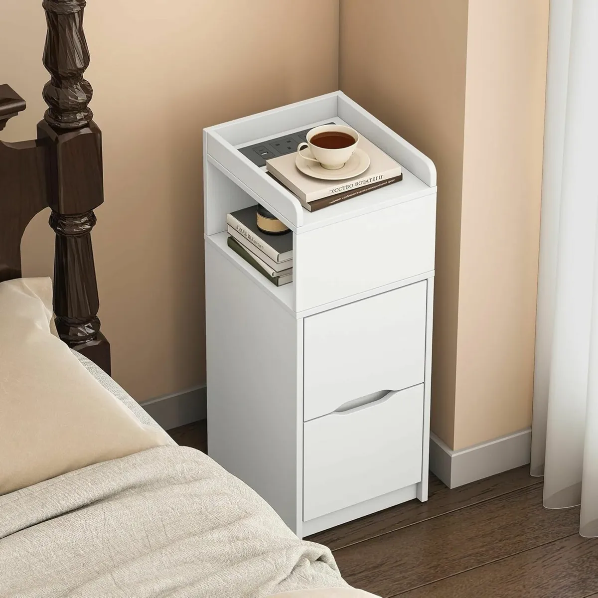 Narrow Bedside Table set of 2 with Sensor LED - Image 2