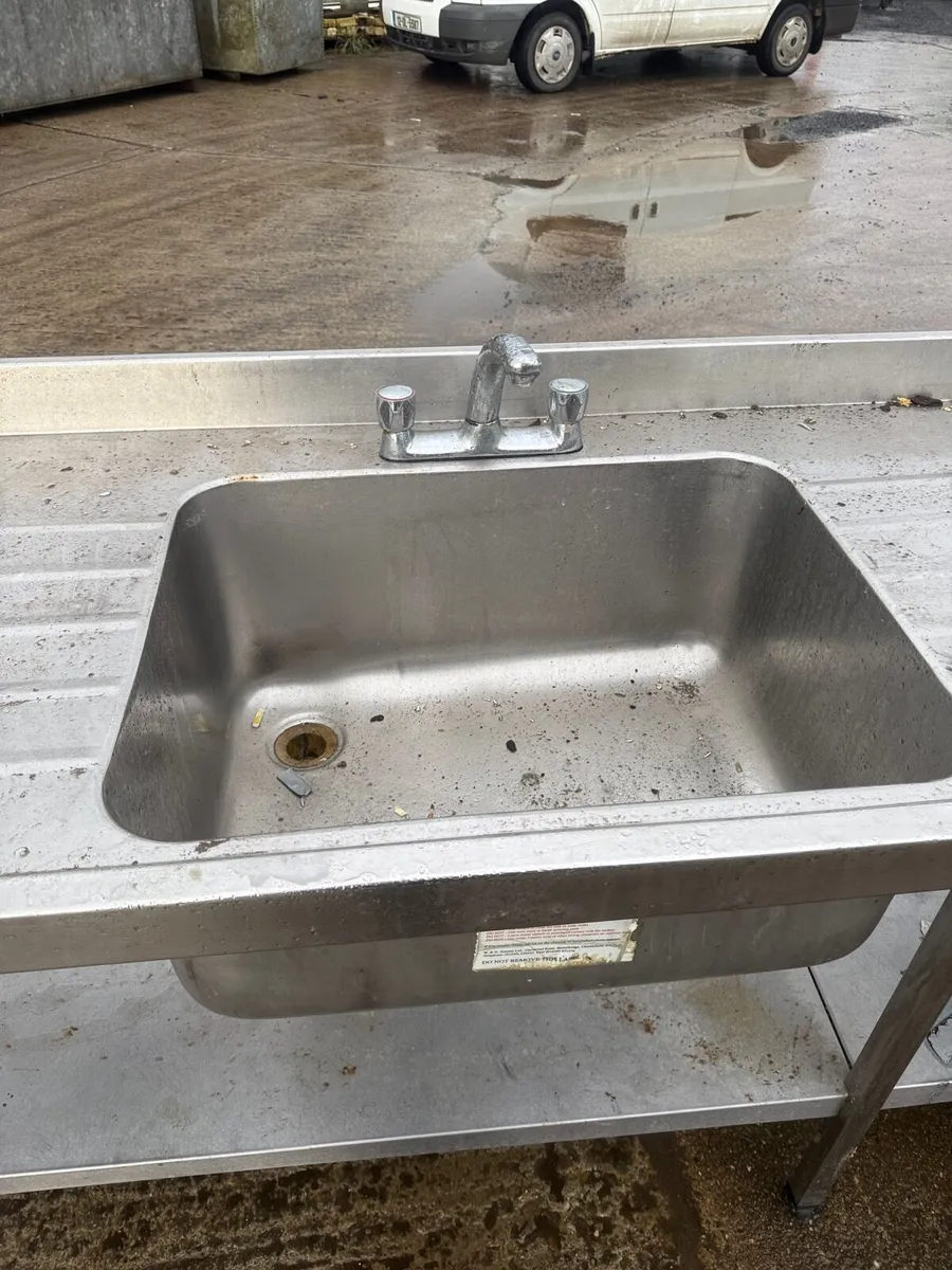 Stainless Steel Double Sink 2.4m x 65cm - Image 2