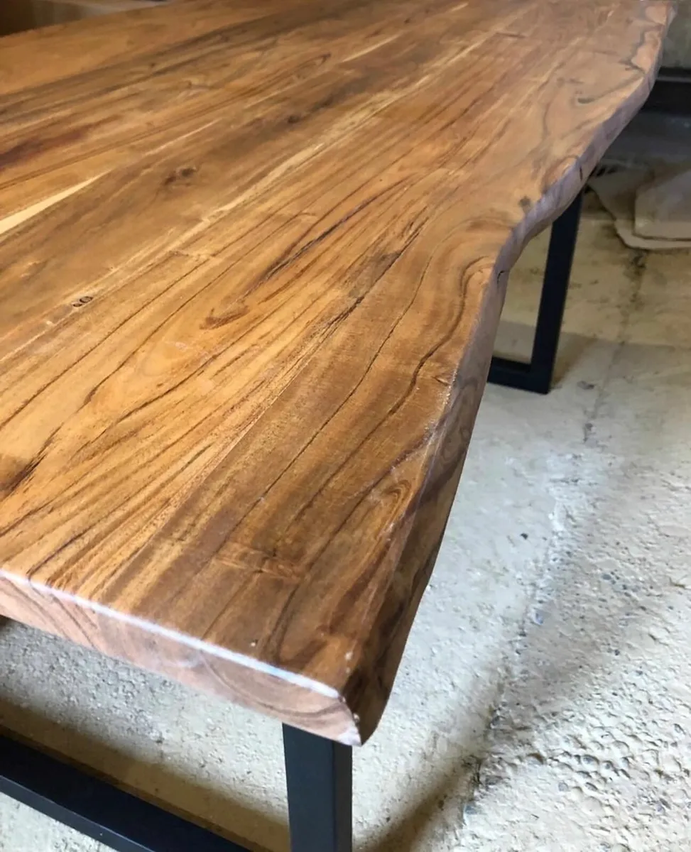 Solid Acacia Wood Dining Table 160 - Rustic - Image 3