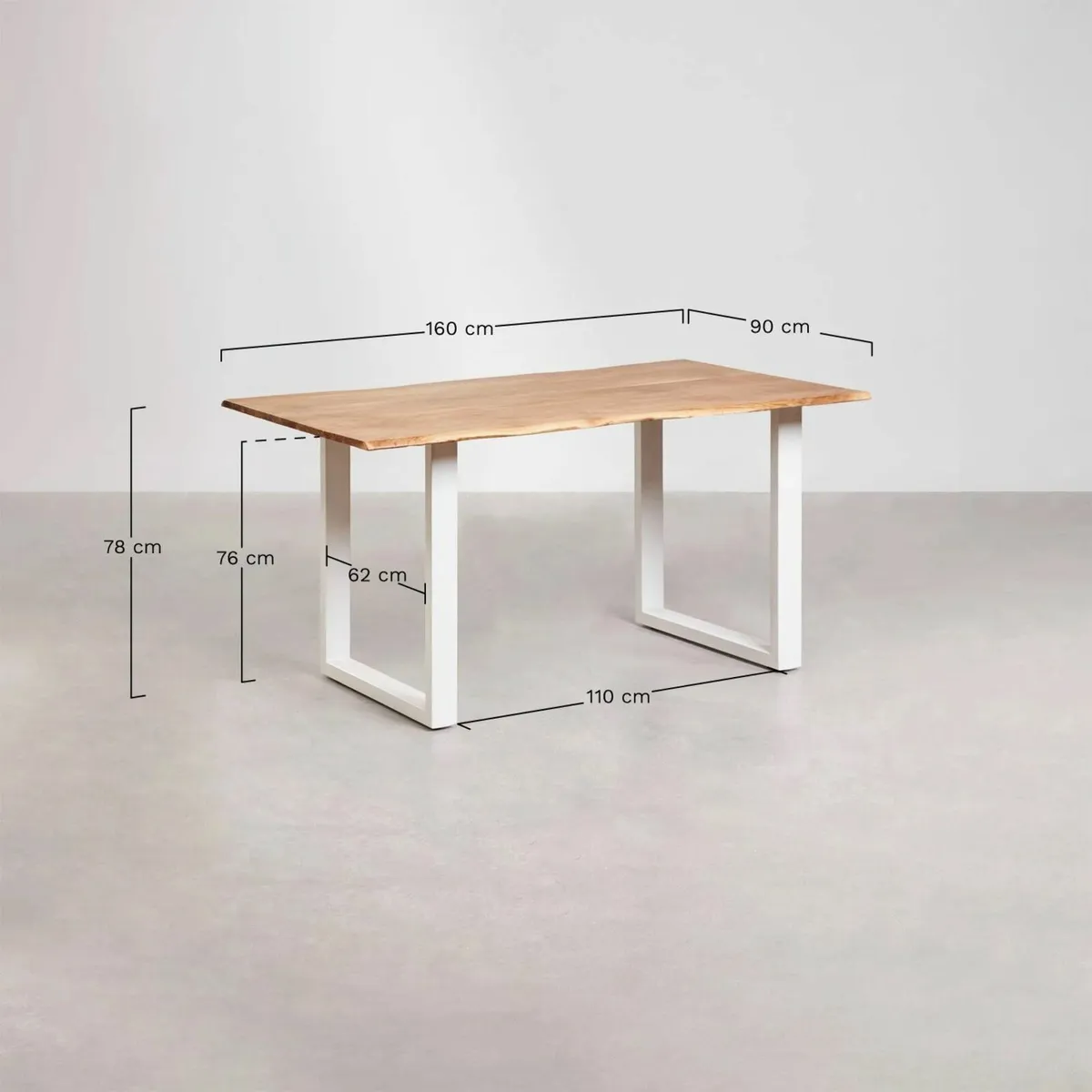 Solid Acacia Wood Dining Table 160 - Rustic - Image 4