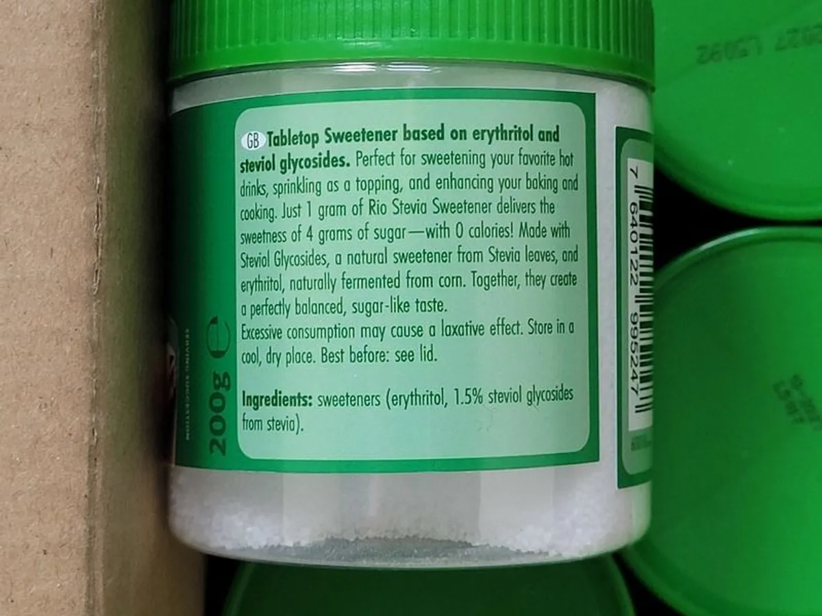 Bulk Lot of 28 Rio Stevia Sweetener Jars - 200g Each, Zero Calorie Sugar Substitute (Expiry 2027) - Image 3