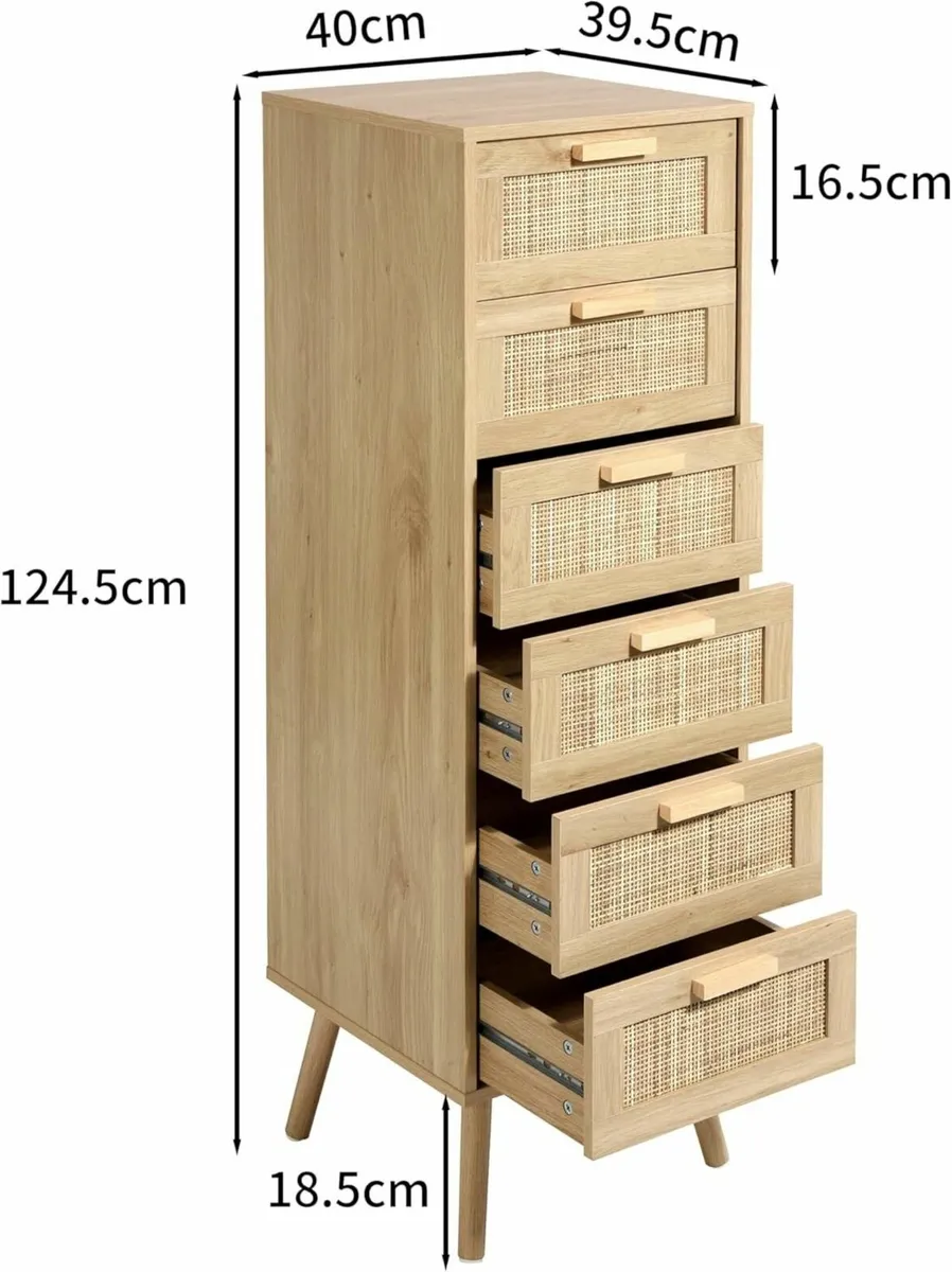 Rattan Chest of Drawers Bedroom Tall Chester with - Image 3