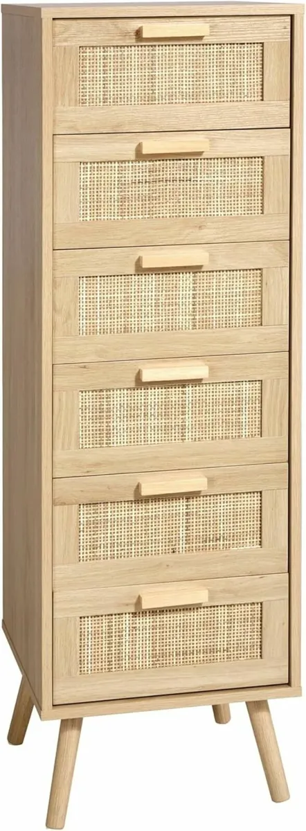 Rattan Chest of Drawers Bedroom Tall Chester with - Image 1