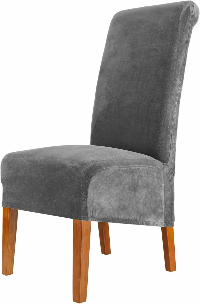 Velvet Dining Chair Covers Stretch Large Slipcover - Image 1