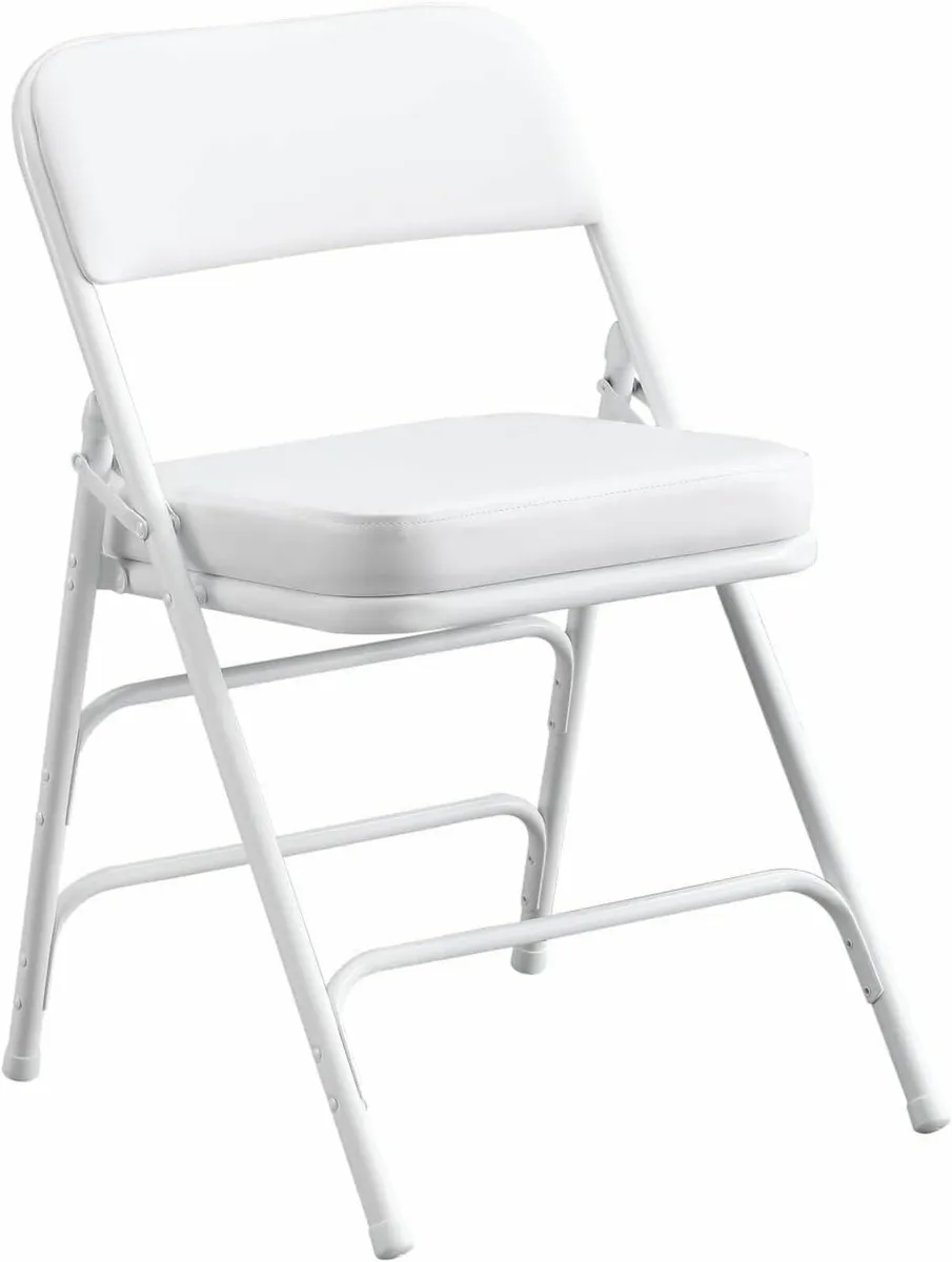 Folding Chair Faux Leather Foldable White - Image 1