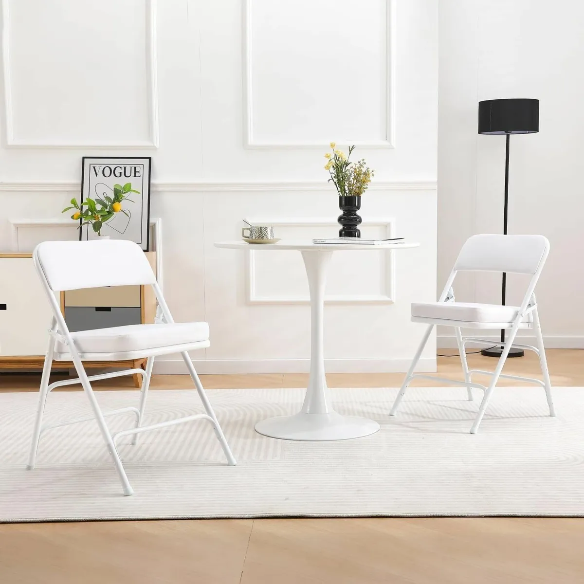 Folding Chair Faux Leather Foldable White - Image 2