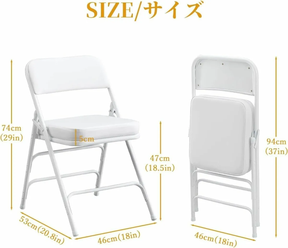 Folding Chair Faux Leather Foldable White - Image 3