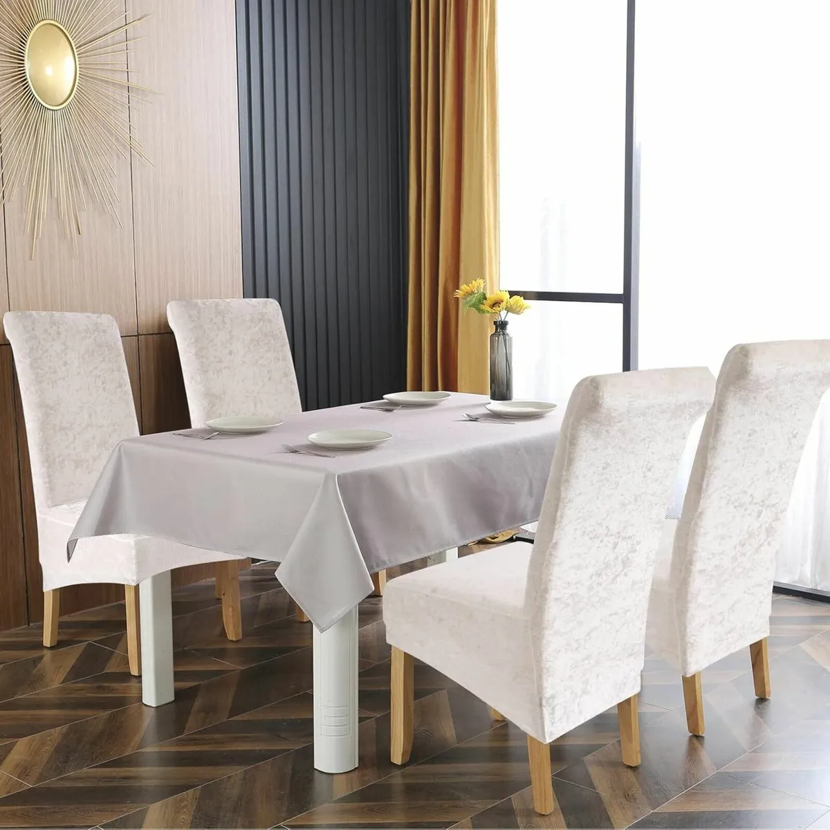 Dining Chair Covers Set of 6 - Crushed Velvet XL - Image 2