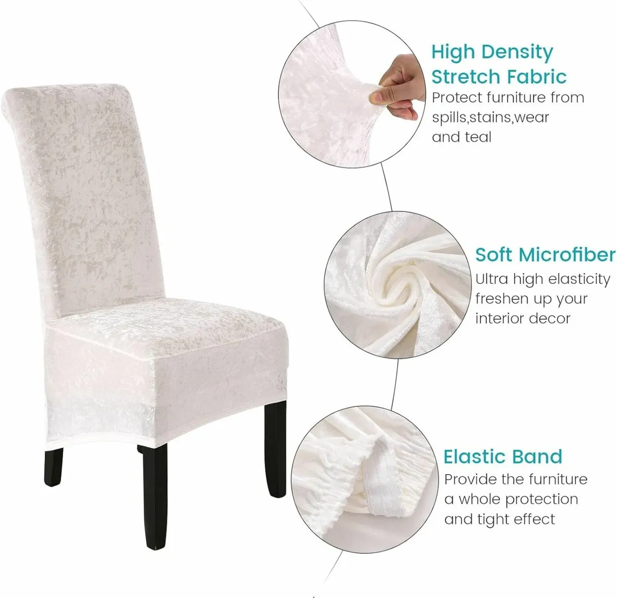 Dining Chair Covers Set of 6 - Crushed Velvet XL - Image 4