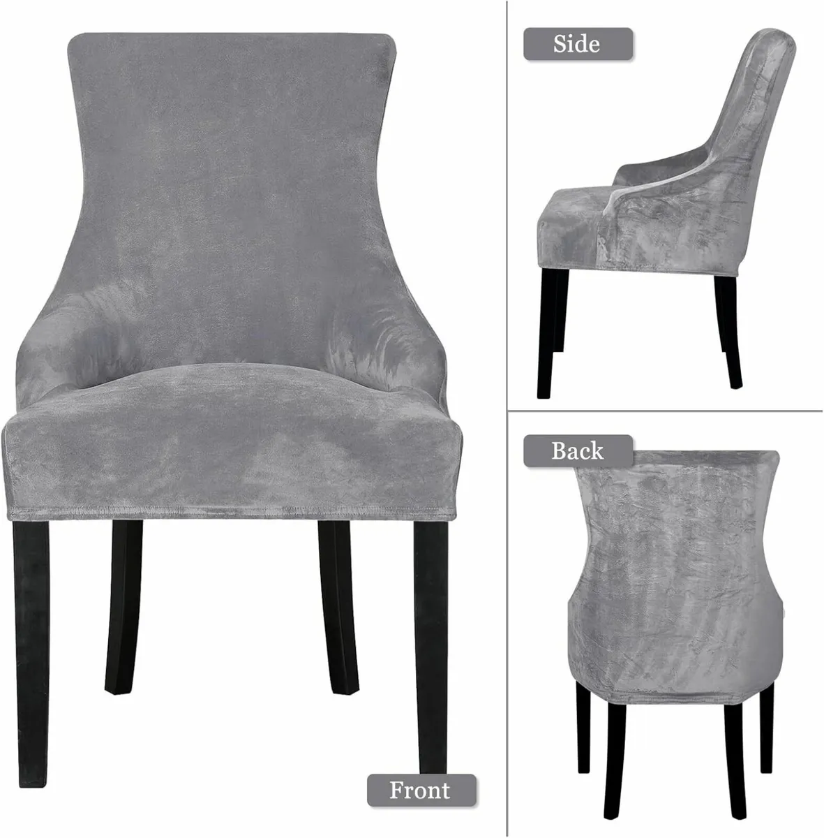Dining Chair Covers Stretch Velvet Wingback - Image 4