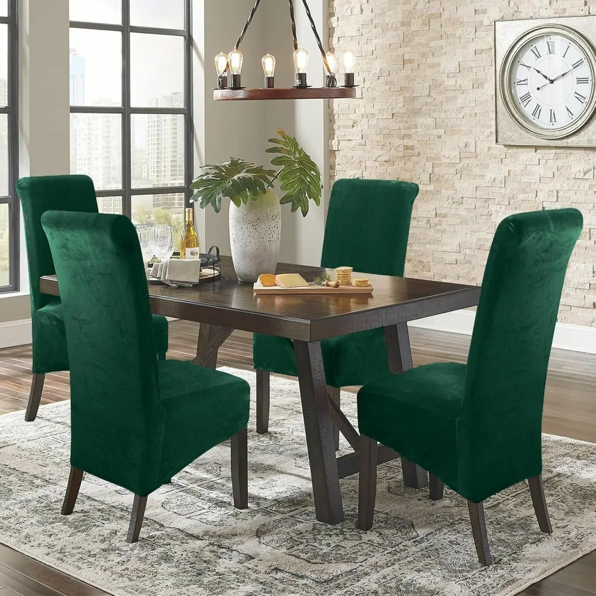 Velvet Dining Chair Covers: Thick High Back - Image 2