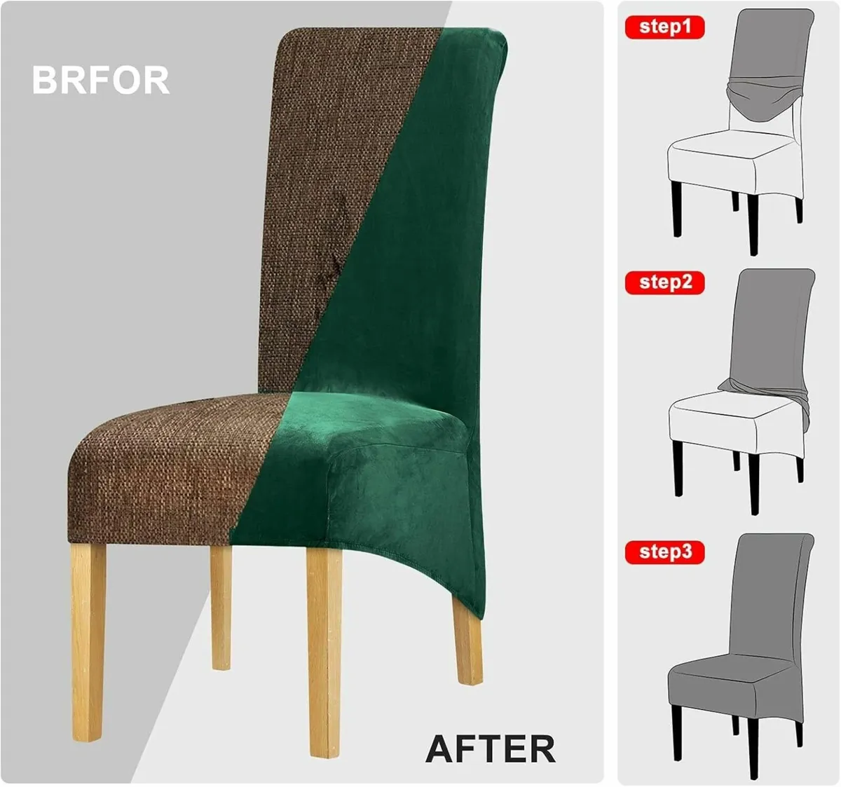 Velvet Dining Chair Covers: Thick High Back - Image 4