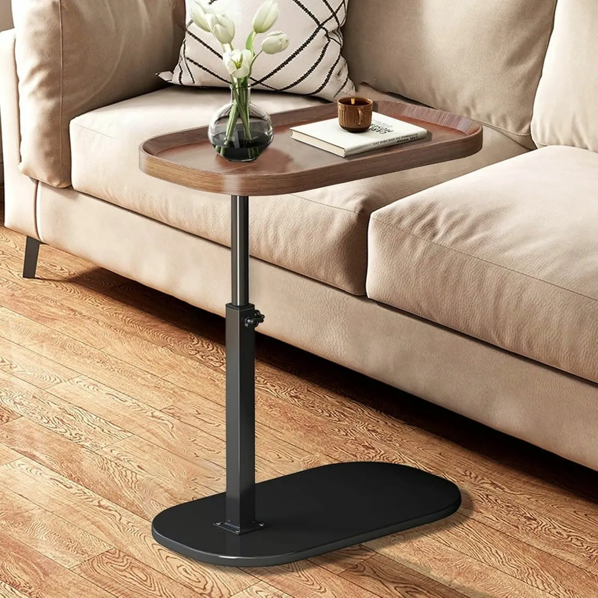 Lifting Side Table 360degrees Swivel C Shaped End - Image 1