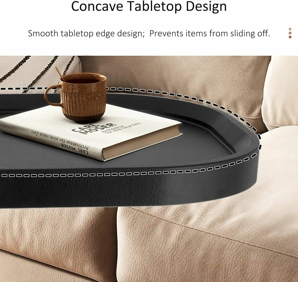 Lifting Side Table 360degrees Swivel C Shaped End - Image 4