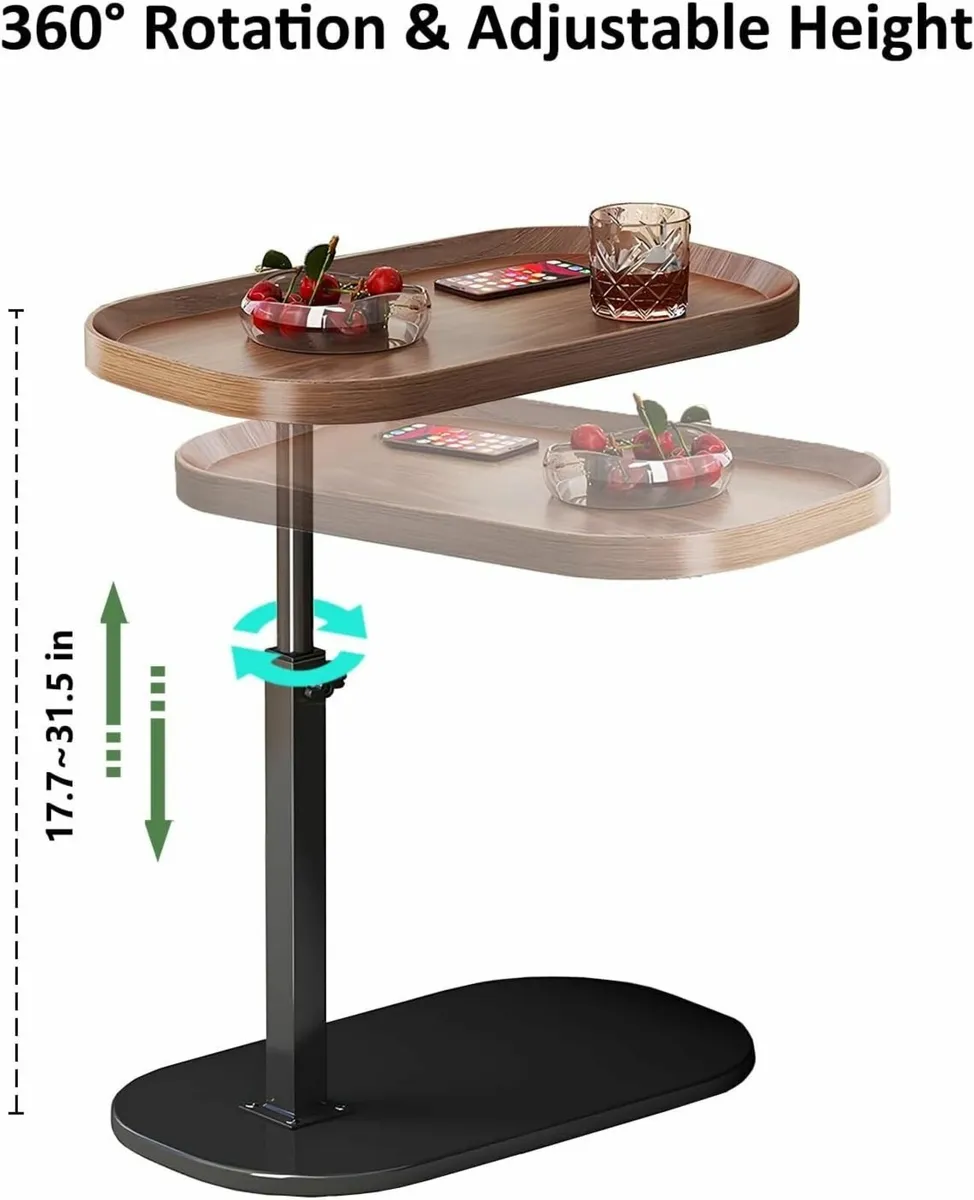 Lifting Side Table 360degrees Swivel C Shaped End - Image 2