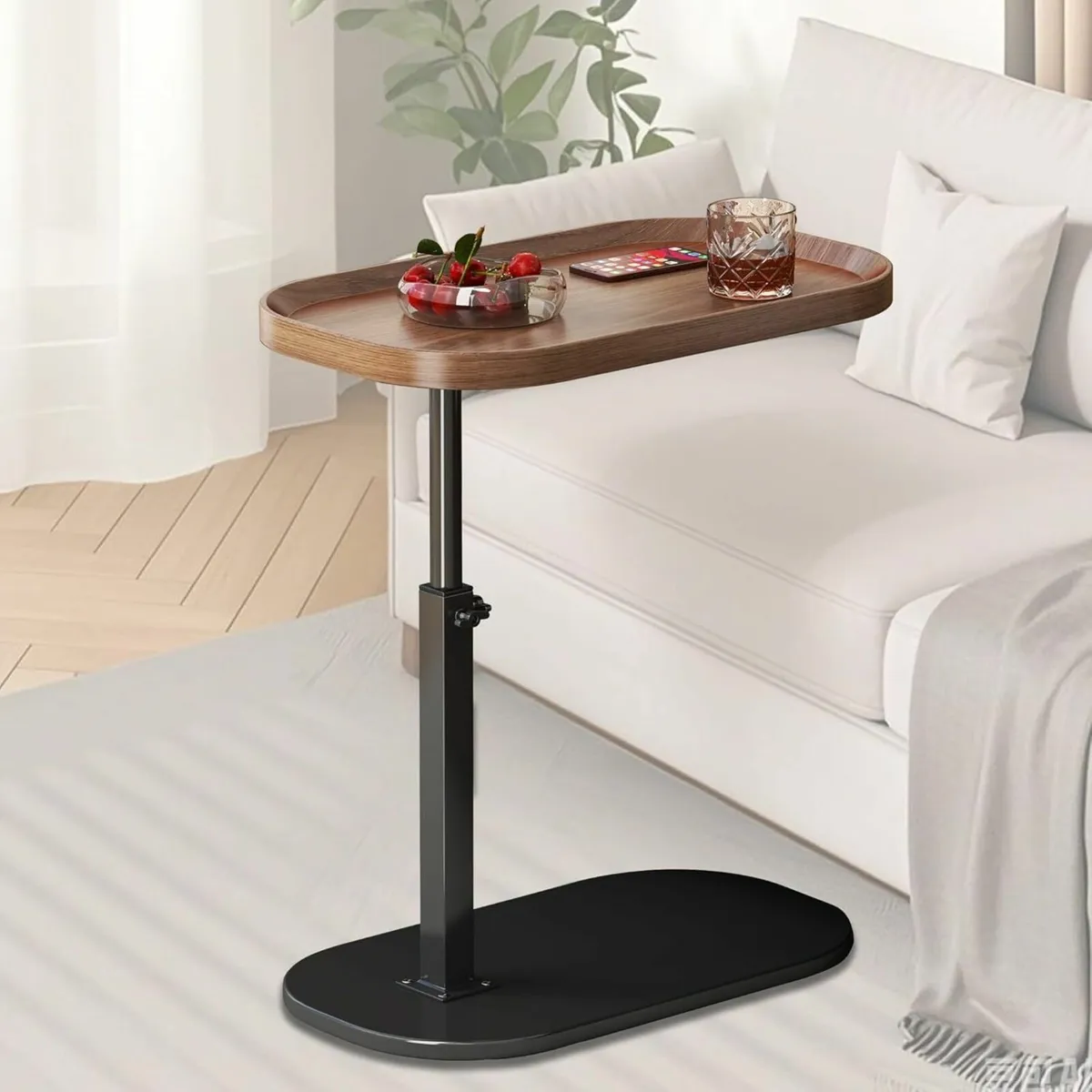 Adjustable Height C Shaped Side Table Lift up - Image 1