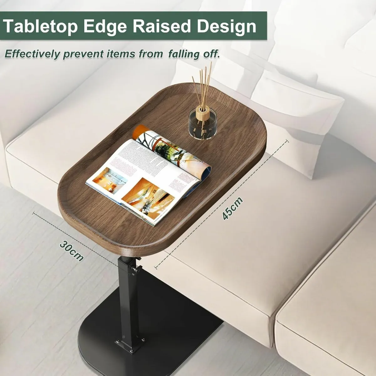 Adjustable Height C Shaped Side Table Lift up - Image 2